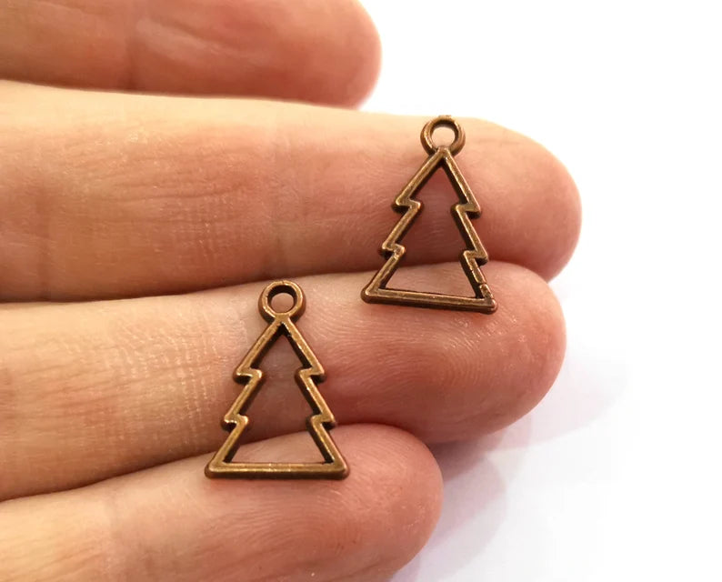20 Pine Tree Charms Antique Copper Plated Charms (18x12mm) G19477