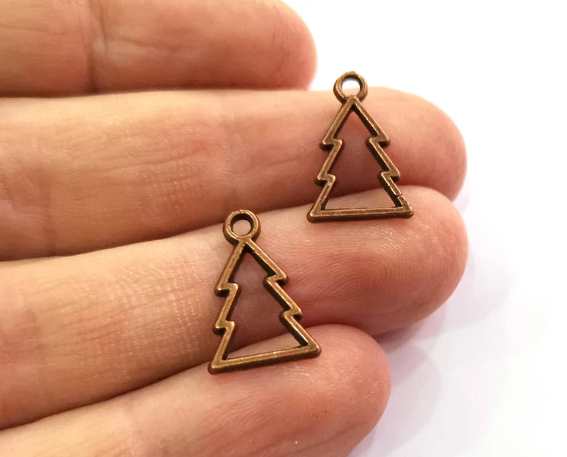 20 Pine Tree Charms Antique Copper Plated Charms (18x12mm) G19477