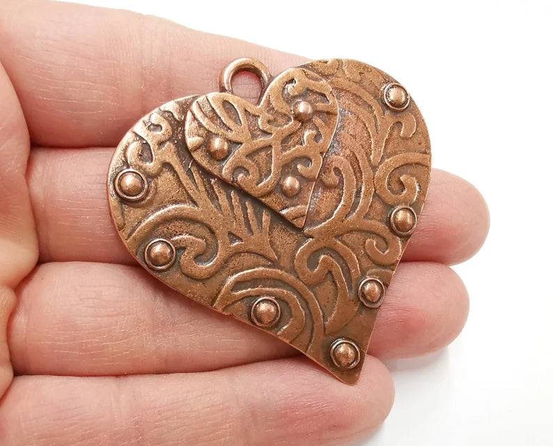 Heart Pendant Antique Copper Plated Pendant (55x55mm) G22454