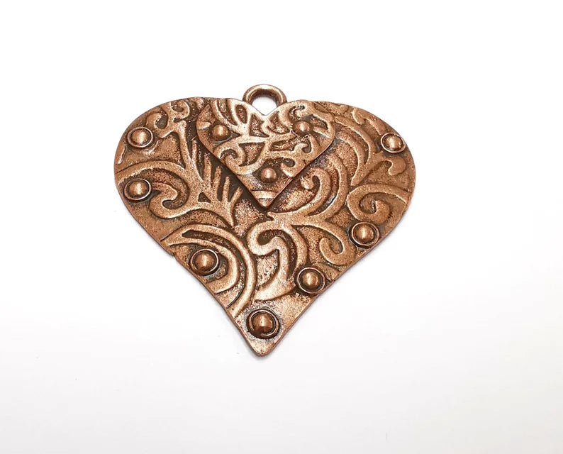 Heart Pendant Antique Copper Plated Pendant (55x55mm) G22454