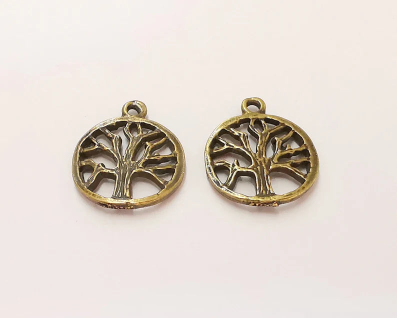 8 Antique Bronze Tree Charms Antique Bronze Plated Charms (21x17mm) G21992