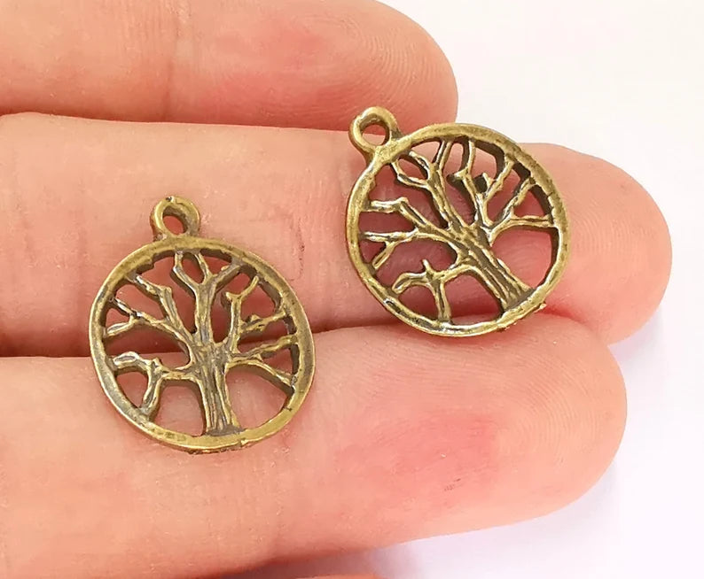 8 Antique Bronze Tree Charms Antique Bronze Plated Charms (21x17mm) G21992
