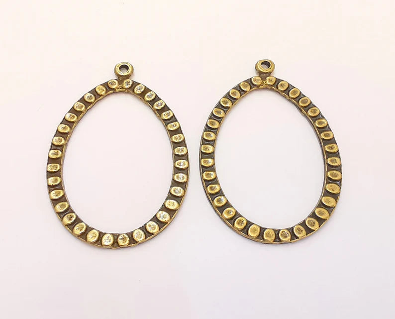2 Teardrop Charm Antique Bronze Plated Charm (45x30mm) G22052