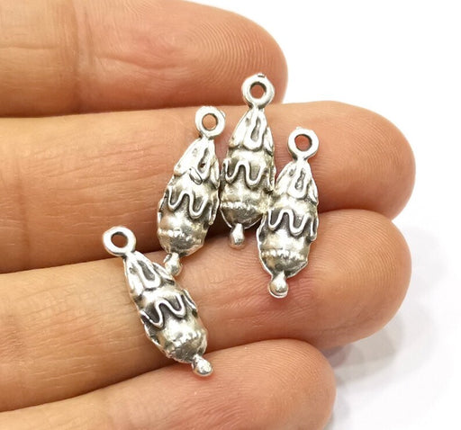 10 Silver Charms Antique Silver Plated Charms (21x7mm) G17680