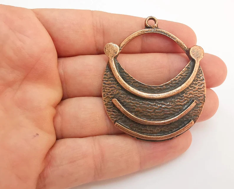 Antique Copper Medallion Pendant Antique Copper Plated Pendant (58x47mm) G22212
