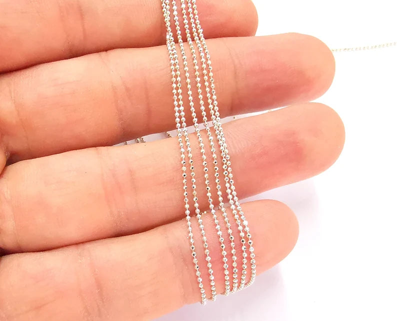 1mt(3.3ft) Sterling Silver Soldered Ball Chain 925 Silver Chain Findings ( 1 mm thickness) G30189