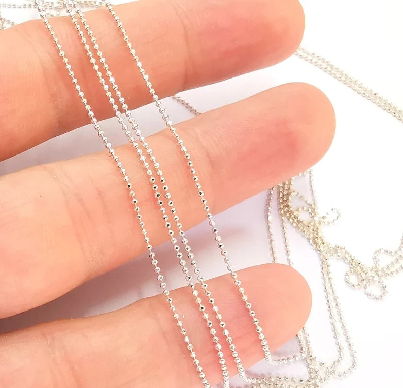 1mt(3.3ft) Sterling Silver Soldered Ball Chain 925 Silver Chain Findings ( 1 mm thickness) G30189