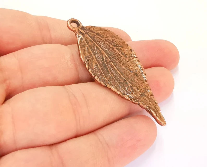 2 Leaf Charms Antique Copper Plated Charms (60x26mm) G21894