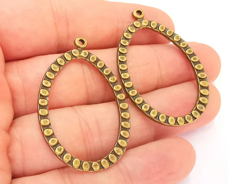 2 Teardrop Charm Antique Bronze Plated Charm (45x30mm) G22052