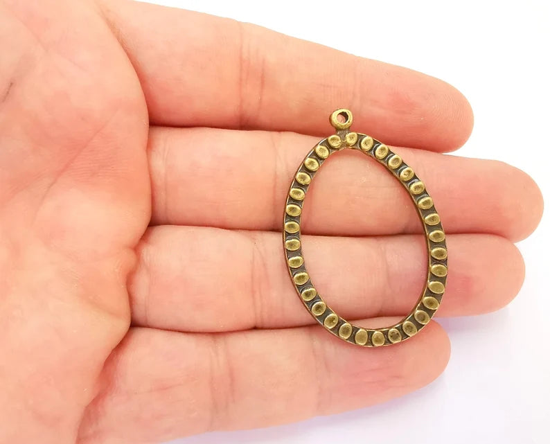 2 Teardrop Charm Antique Bronze Plated Charm (45x30mm) G22052