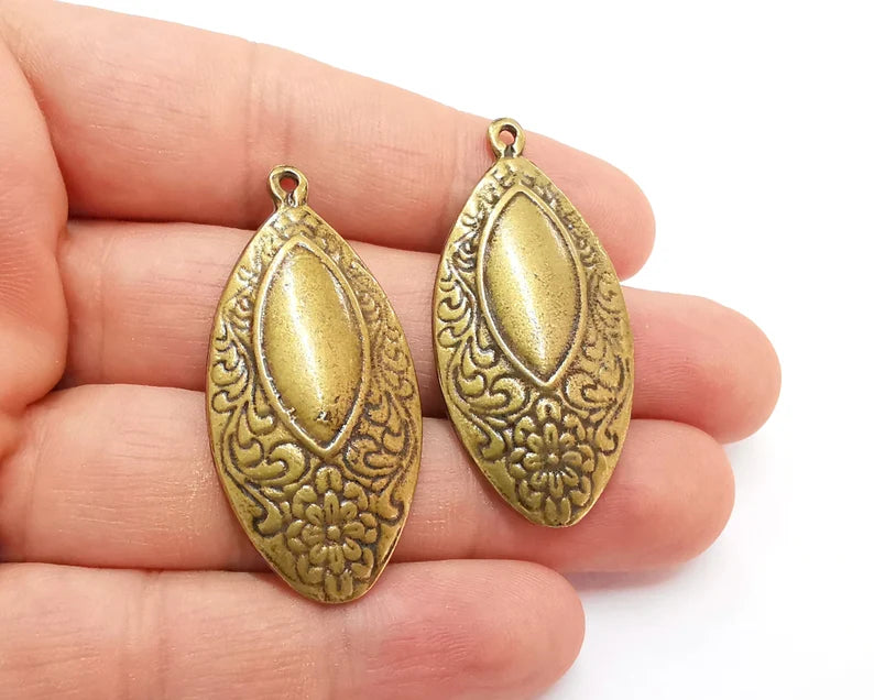 2 Antique Bronze Charm Antique Bronze Plated Charm (47x22mm) G22249