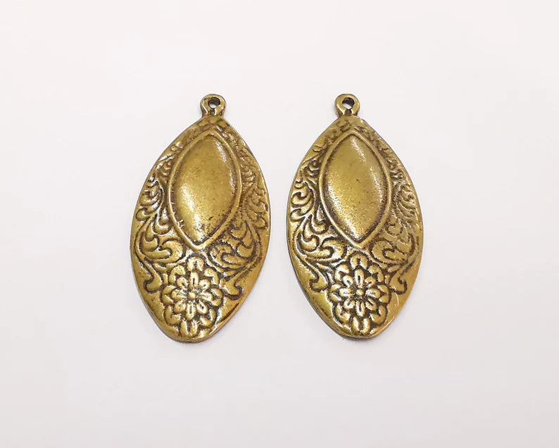 2 Antique Bronze Charm Antique Bronze Plated Charm (47x22mm) G22249