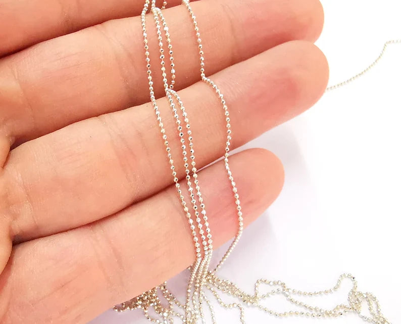 1mt(3.3ft) Sterling Silver Soldered Ball Chain 925 Silver Chain Findings ( 1 mm thickness) G30189