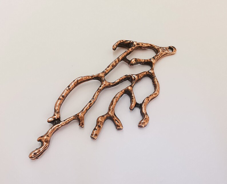 2 Coral Charm Antique Copper Plated Charm (85mm) G23100