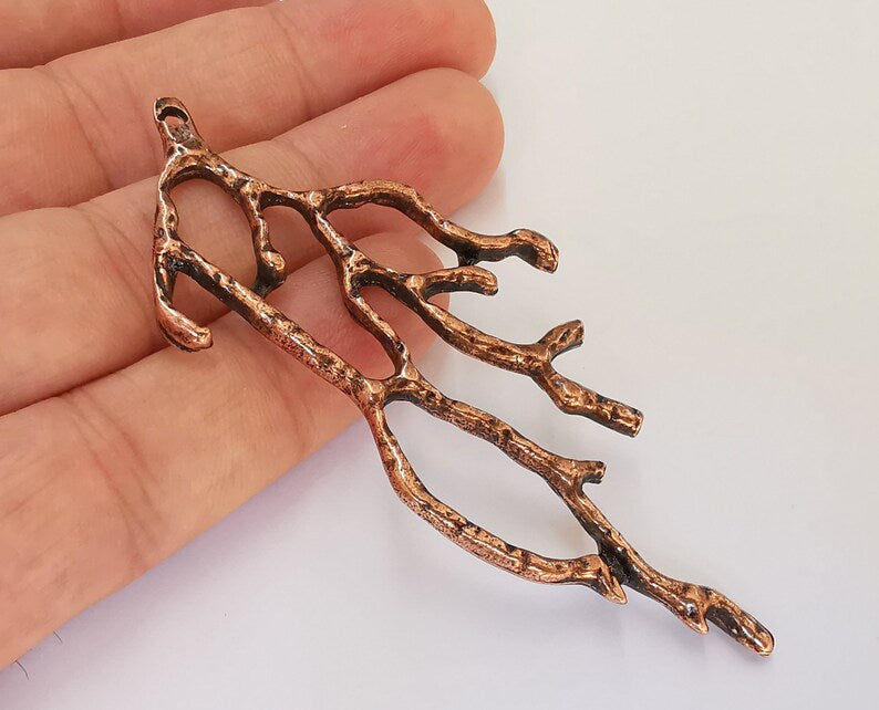 2 Coral Charm Antique Copper Plated Charm (85mm) G23100
