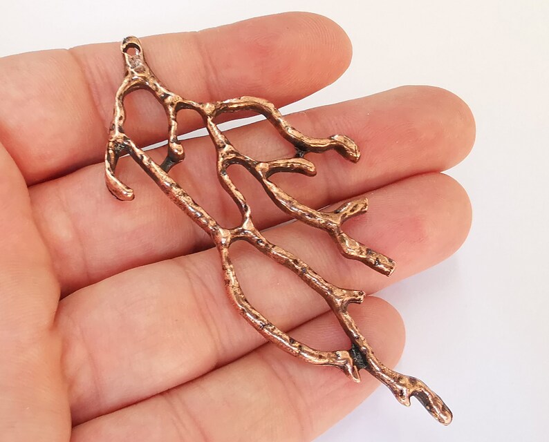 2 Coral Charm Antique Copper Plated Charm (85mm) G23100