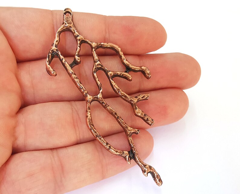 2 Coral Charm Antique Copper Plated Charm (85mm) G23100