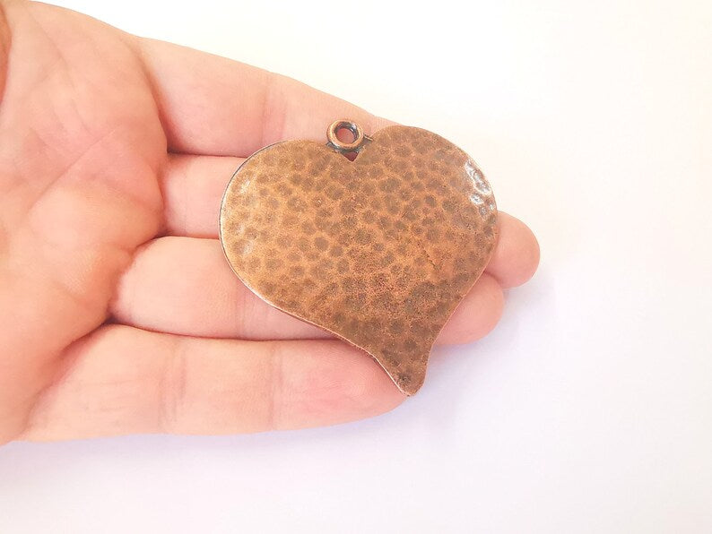 Heart Hammered Pendant Antique Copper Plated Pendant (61x58mm ) G23026