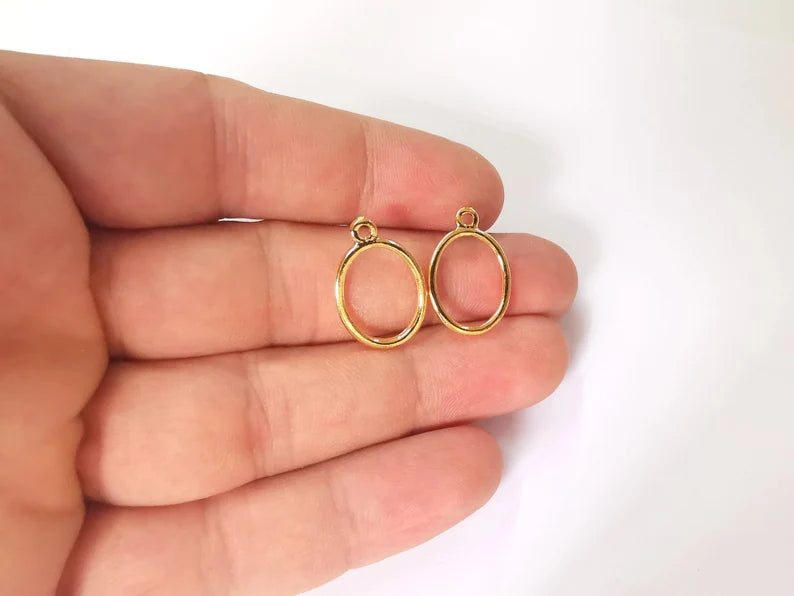 4 Oval Charms 24k Shiny Gold Plated Charms (21x15mm) G23607