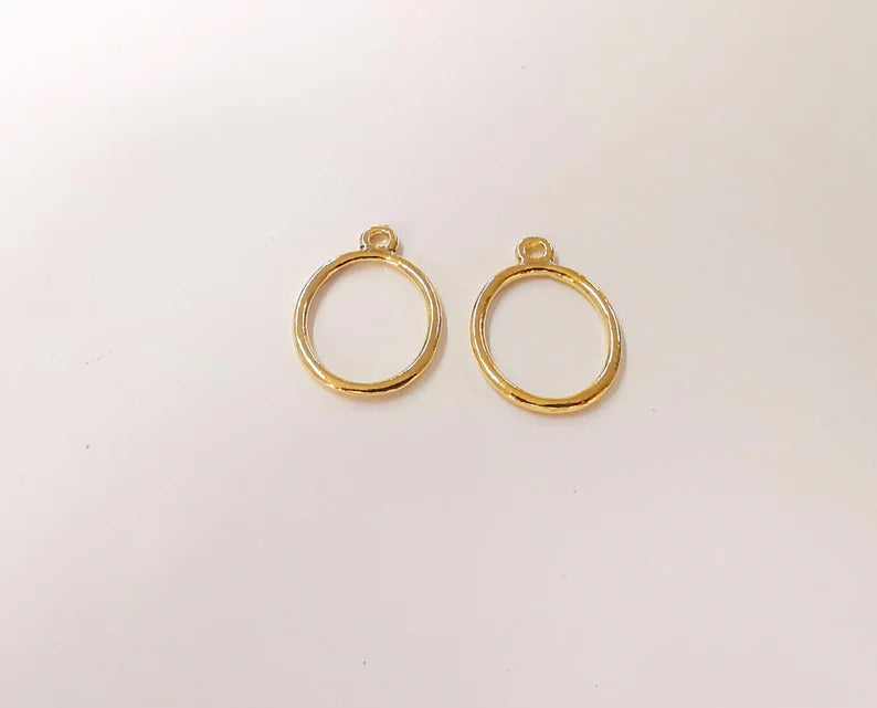 4 Oval Charms 24k Shiny Gold Plated Charms (21x15mm) G23607