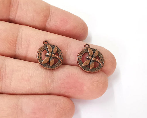10 Hammered dragonfly charms Antique copper plated charm (17x14mm) G23974