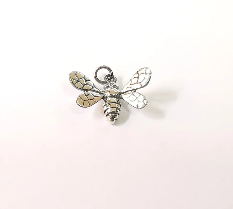 Sterling Silver Bee Charms 925 Antique Silver Charms (20x14mm) G30190