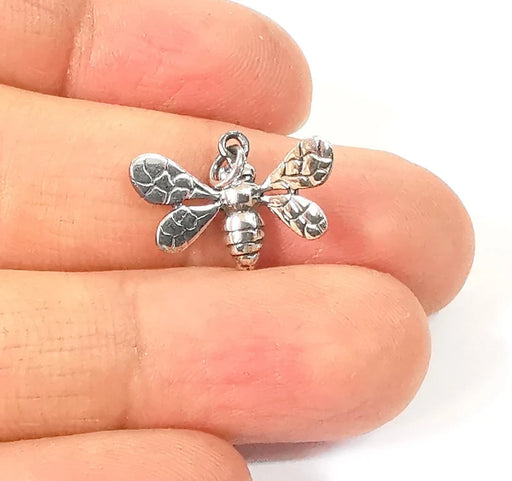Sterling Silver Bee Charms 925 Antique Silver Charms (20x14mm) G30190