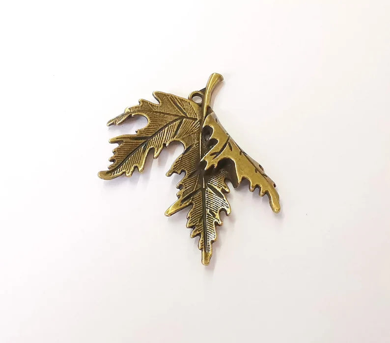 2 Leaf Charms Antique Bronze Plated Charms (54x48mm) G25247