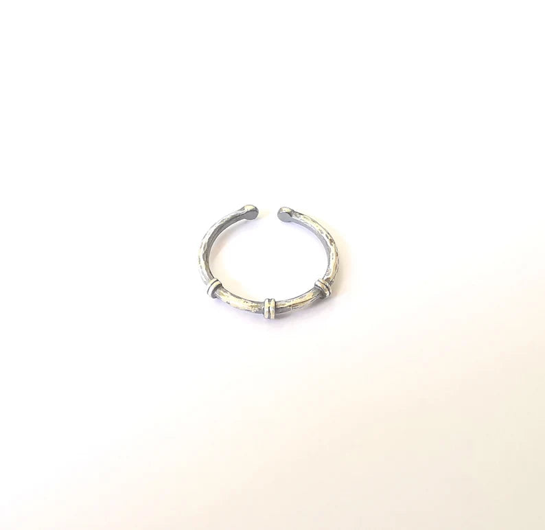 Sterling Silver Ring 925 Antique Silver Setting, Adjustable Ring Band G30191