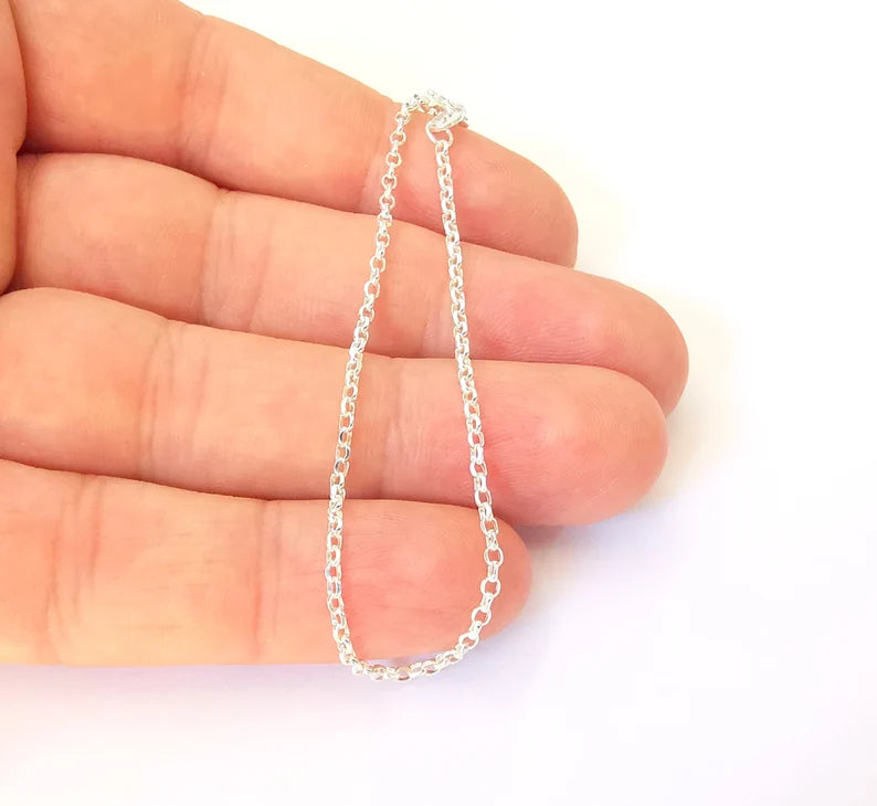 Sterling Silver Finished Bracelet Chain Rolo Chain Bangle Chain 925 Solid Silver Ready ball chain (17cm-6,6inch) G30196