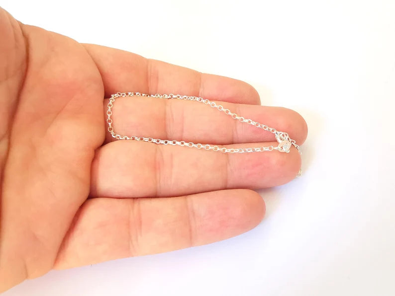 Sterling Silver Finished Bracelet Chain Rolo Chain Bangle Chain 925 Solid Silver Ready ball chain (17cm-6,6inch) G30196