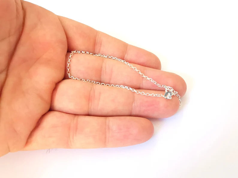 Sterling Silver Finished Bracelet Chain Rolo Chain Bangle Chain 925 Solid Silver Ready ball chain (17cm-6,6inch) G30196