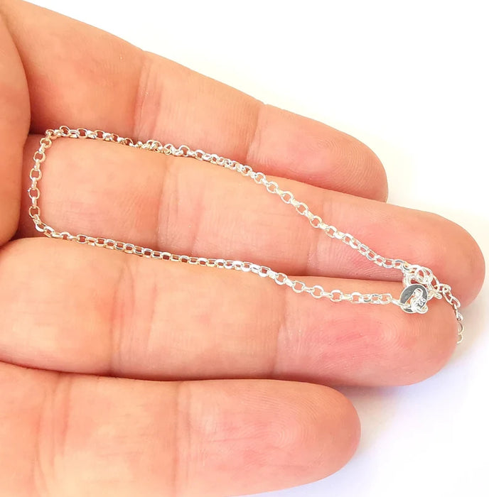 Sterling Silver Finished Bracelet Chain Rolo Chain Bangle Chain 925 Solid Silver Ready ball chain (17cm-6,6inch) G30196