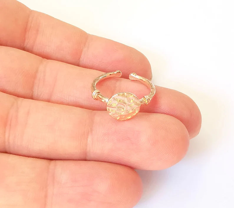 Stamping Ring Blanks, Rose Gold Plated Sterling Silver, Engraving Statement Ring, Adjustable Nameplate Ring 925 Solid Silver 10mm G30192