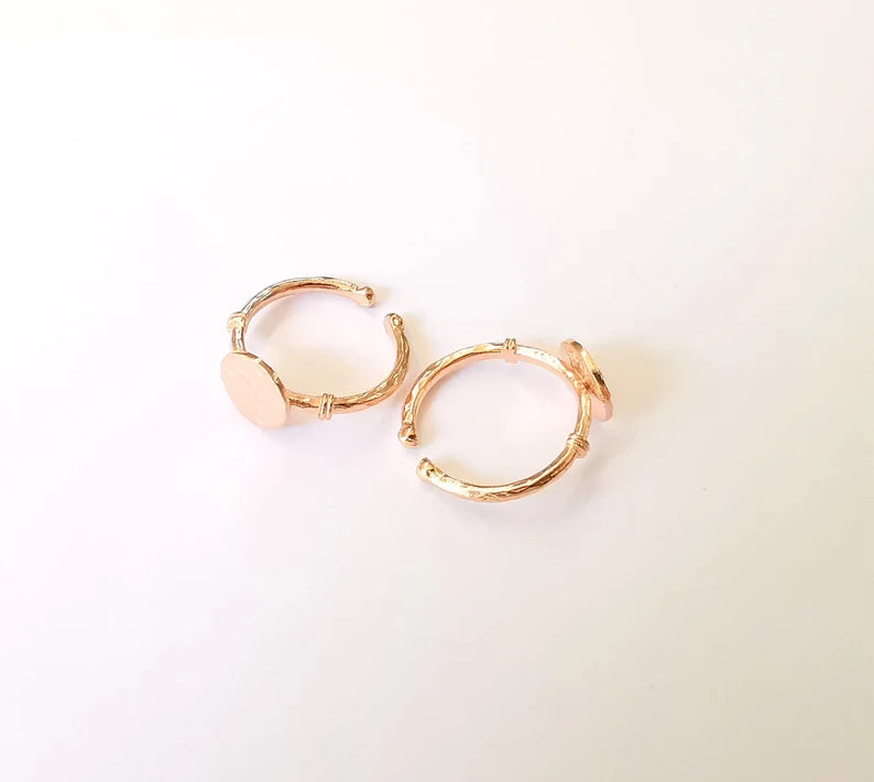 Stamping Ring Blanks, Rose Gold Plated Sterling Silver, Engraving Statement Ring, Adjustable Nameplate Ring 925 Solid Silver 10mm G30192