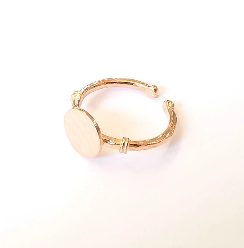 Stamping Ring Blanks, Rose Gold Plated Sterling Silver, Engraving Statement Ring, Adjustable Nameplate Ring 925 Solid Silver 10mm G30192