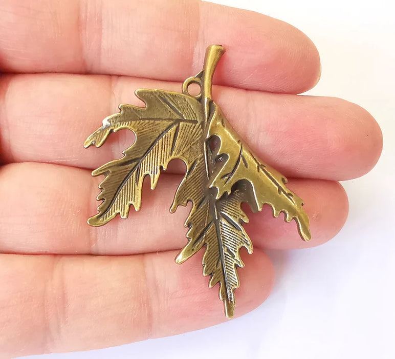 2 Leaf Charms Antique Bronze Plated Charms (54x48mm) G25247