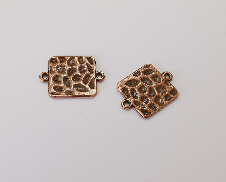 4 Hammered connector charms double sided Antique copper plated charms (25x18mm) G25516
