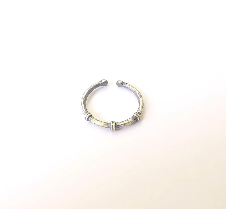 Sterling Silver Ring 925 Antique Silver Setting, Adjustable Ring Band G30191