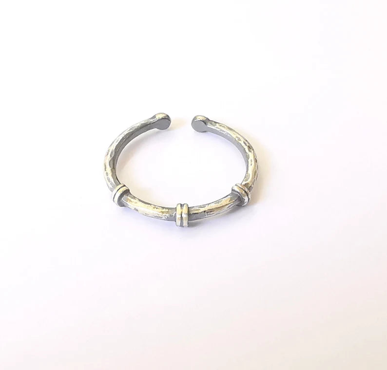 Sterling Silver Ring 925 Antique Silver Setting, Adjustable Ring Band G30191