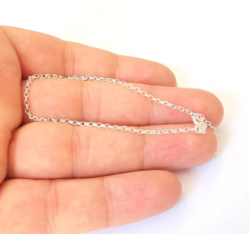 Sterling Silver Finished Bracelet Chain Rolo Chain Bangle Chain 925 Solid Silver Ready ball chain (17cm-6,6inch) G30196