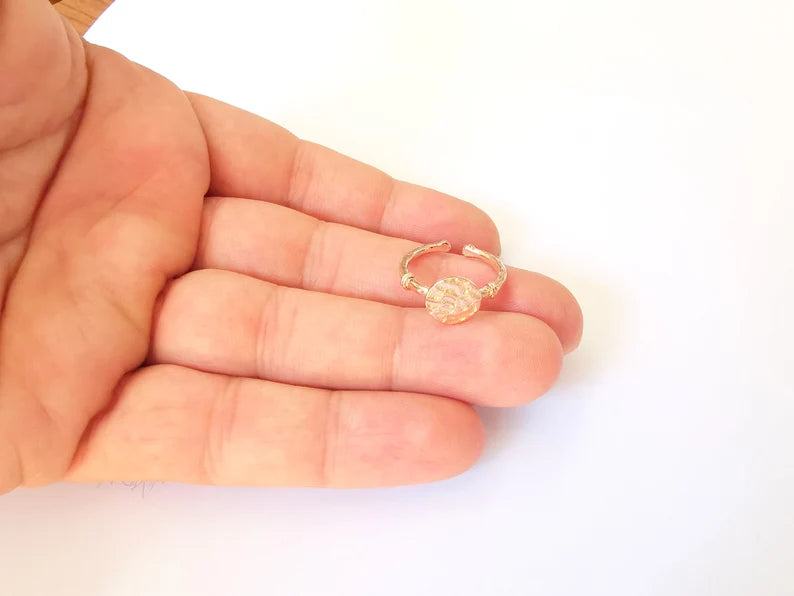 Stamping Ring Blanks, Rose Gold Plated Sterling Silver, Engraving Statement Ring, Adjustable Nameplate Ring 925 Solid Silver 10mm G30192