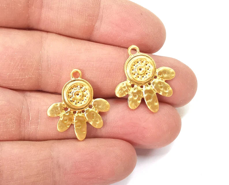 Flower Leaf Charms Gold Plated Charms (23x21mm) G27591