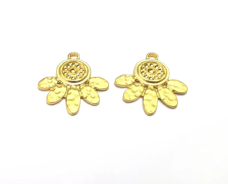 Flower Leaf Charms Gold Plated Charms (23x21mm) G27591