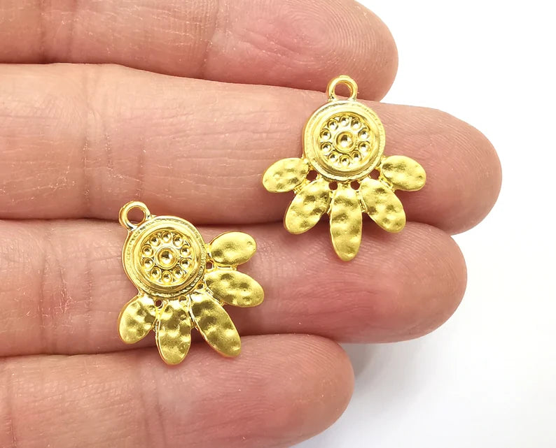 Flower Leaf Charms Gold Plated Charms (23x21mm) G27591