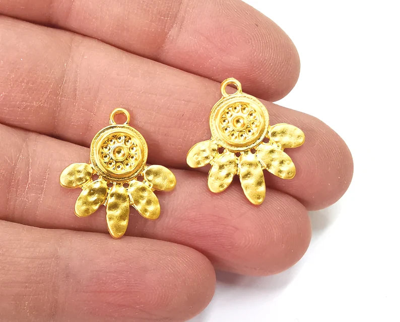 Flower Leaf Charms Gold Plated Charms (23x21mm) G27591