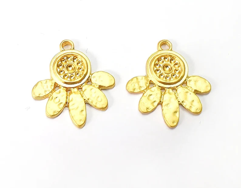Flower Leaf Charms Gold Plated Charms (23x21mm) G27591