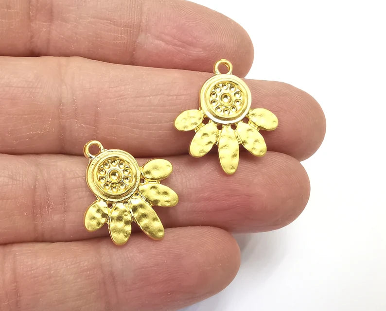 Flower Leaf Charms Gold Plated Charms (23x21mm) G27591