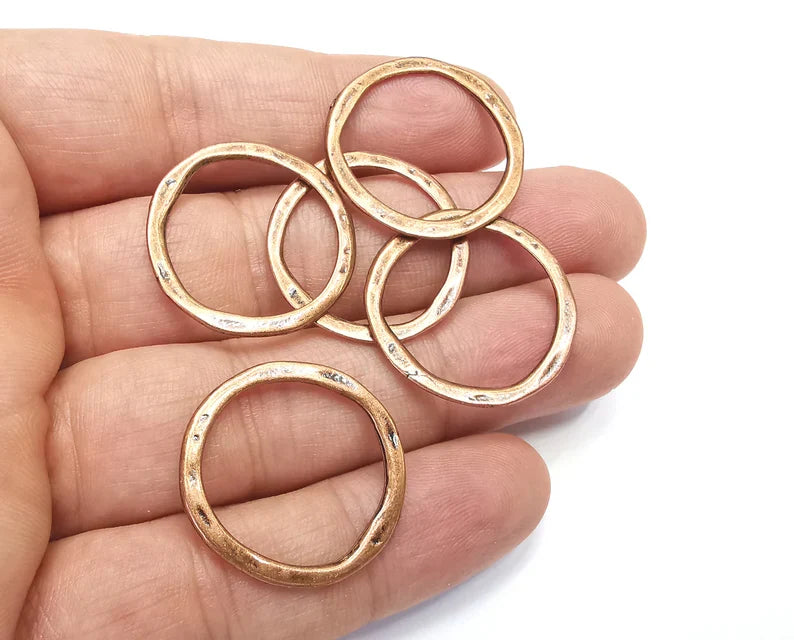 Hoop Frame, Connector , Round Charms Jewelry Parts, Bracelet Component, Antique Copper Plated Metal Finding (34mm) G35334