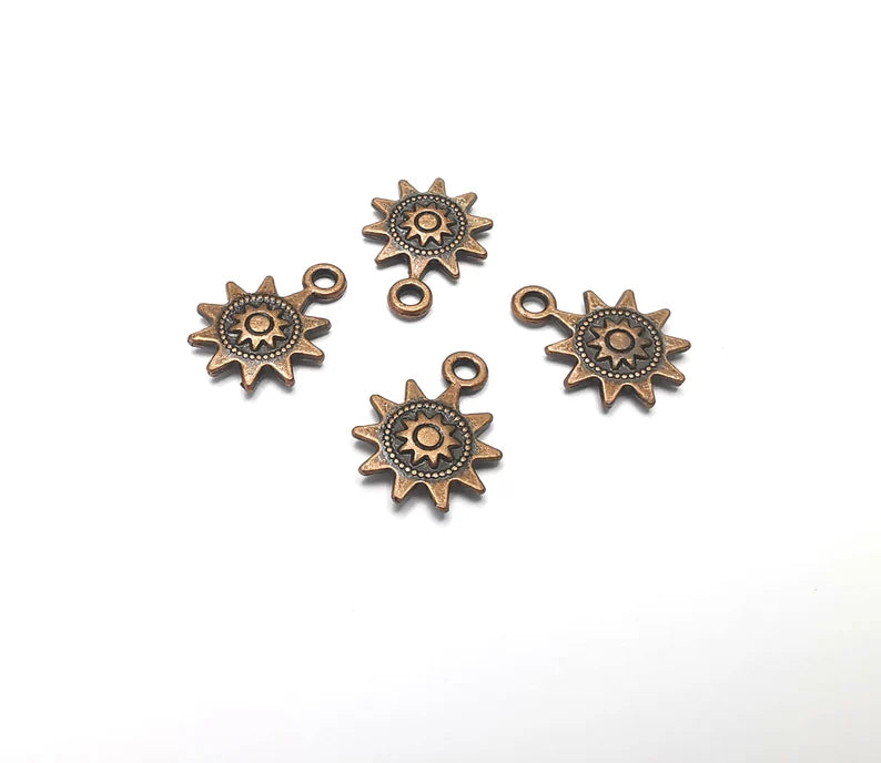 5 Sun Charms (Double sided) Antique Copper Plated (17x12mm) G28248